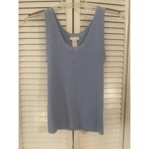 H&M Light Blue Rib Knit Sweater Vest Sz M Crop Top Fitted Minimalist Career